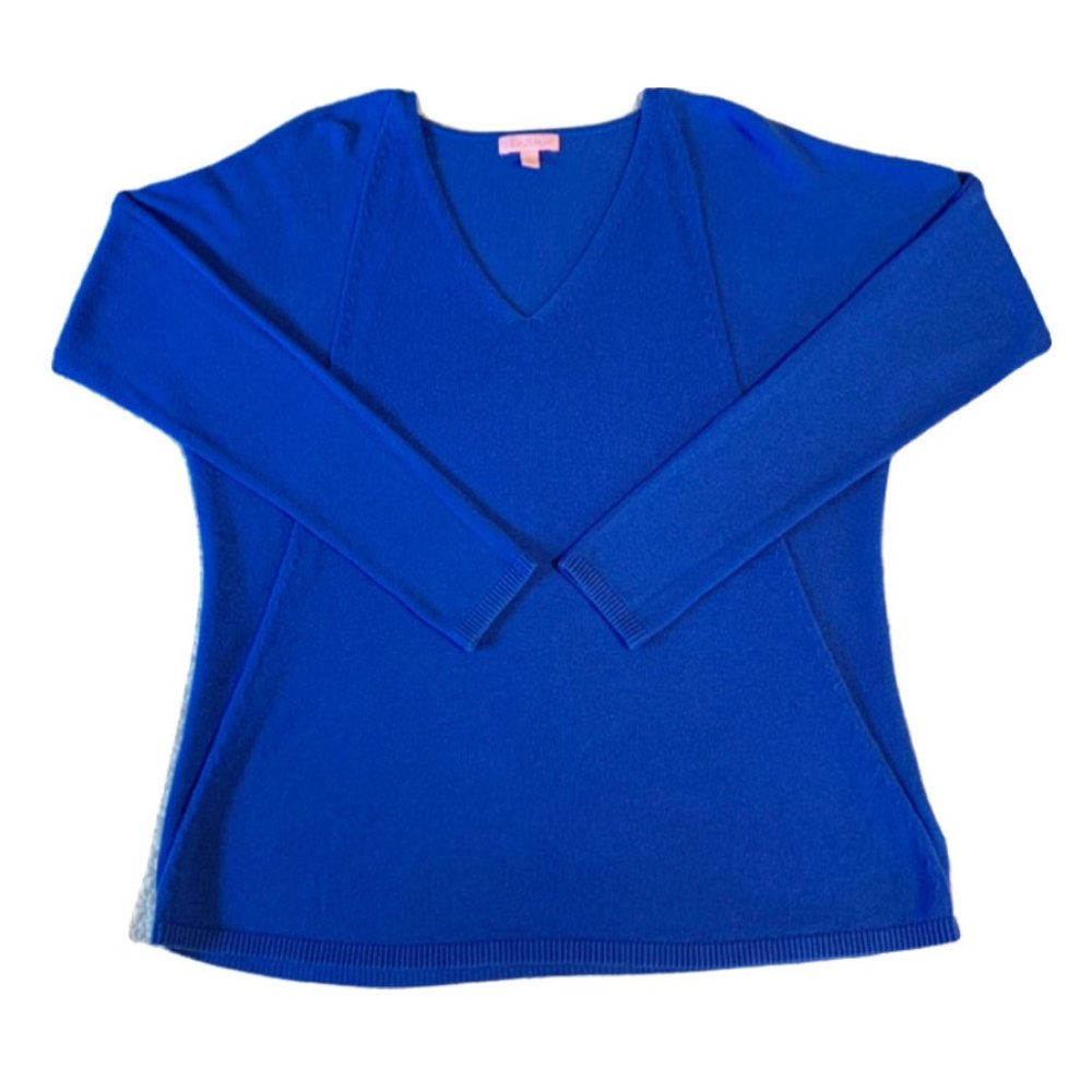 Lilly Pulitzer Stasia V-Neck Sweater (Blue) Size Large